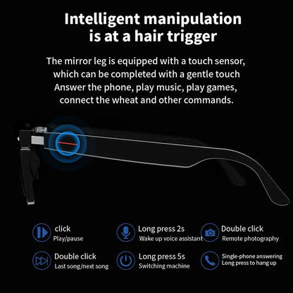 Wireless Smart Audio Glasses UV Protection Anti Blue Light Open Ear Bluetooth Eyewear